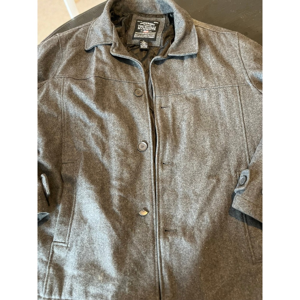 Steve Barrys The Woolly Mammoth Mens XL Gray Wool Blend Button Front Coat‎